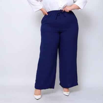 Imagem de Calça Pantalona Plus Size Curve Crepe Duna Air-flow Wide Leg Soltinha