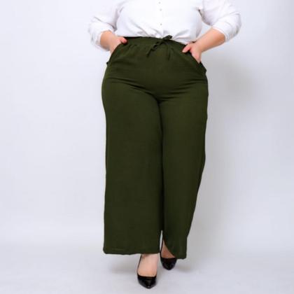 Imagem de Calça Pantalona Plus Size Curve Crepe Duna Air-flow Wide Leg Soltinha