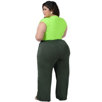 Imagem de Calça Pantalona Recorte com Bolso Moda Feminina Viscolycra Plus Size