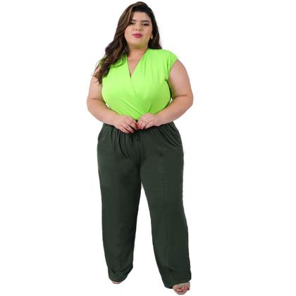 Imagem de Calça Pantalona Recorte com Bolso Moda Feminina Viscolycra Plus Size