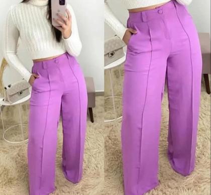 Imagem de Calça Pantalona Wide Leg Duna Bolso Lateral Moda Tendência 2023 P.M.G.GG Blogueira