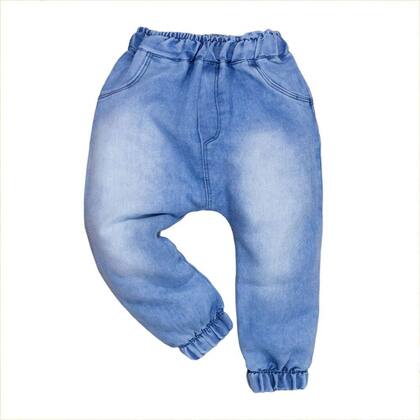 Imagem de Calça para Bebê Jeans Jogger Bolsinho Bordado Azul Claro