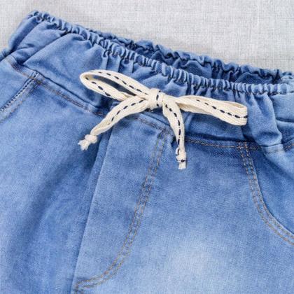 Imagem de Calça para Bebê Jeans Jogger Cordão Tracejado Azul Claro