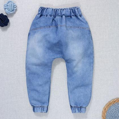 Imagem de Calça para Bebê Jeans Jogger Cordão Tracejado Azul Claro