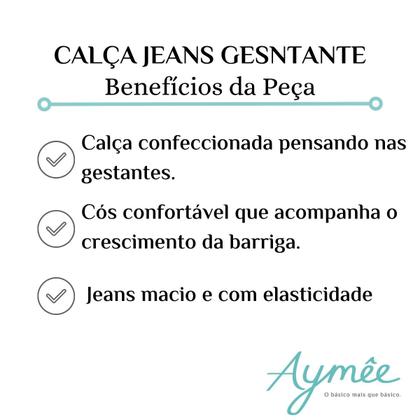 Imagem de Calça Para Gestante Jeans Com Elástico Grávida Com Lycra
