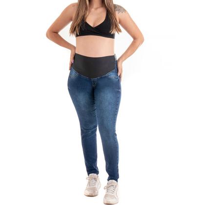 Imagem de Calça Para Gestante Jeans Com Elástico Grávida Com Lycra