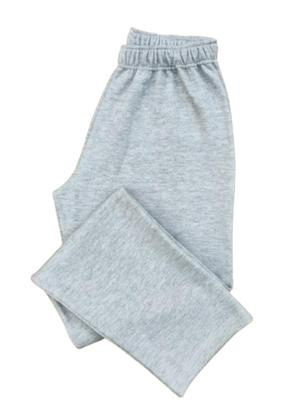 Imagem de calça para visita em presidio em moletom sem bolsos com barra reta na cor cinza mescla claro