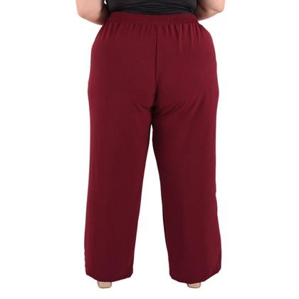 Imagem de Calça Plus Size Estilo Pantalona Feminina Cintura Alta Dunas Tendencia Wid Leg Elástico Cós