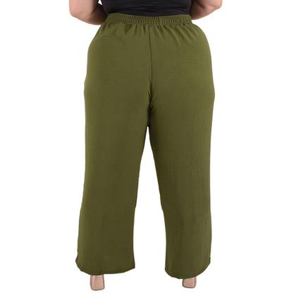 Imagem de Calça Plus Size Estilo Pantalona Feminina Cintura Alta Dunas Tendencia Wid Leg Elástico Cós