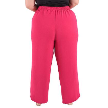 Imagem de Calça Plus Size Estilo Pantalona Feminina Cintura Alta Dunas Tendencia Wid Leg Elástico Cós