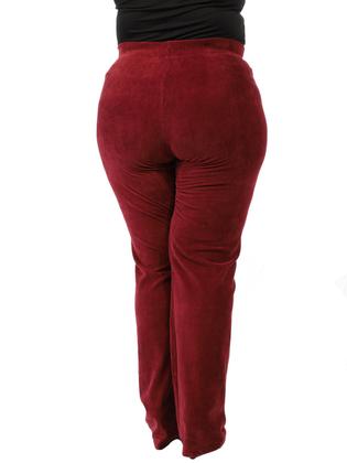 Imagem de Calça Plus Size Feminina Básica Veludo Cotele Bordo