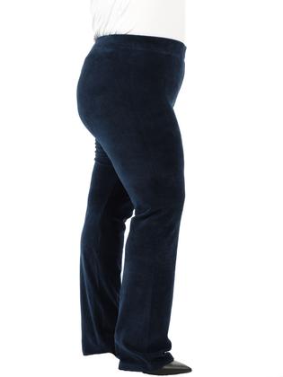 Imagem de Calça Plus Size Feminina Básica Veludo Cotele Marinho