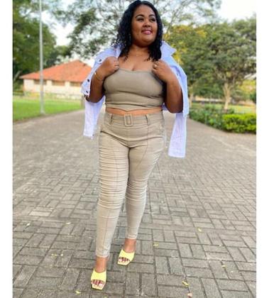 Imagem de Calça Plus Size Feminino Social Com Bolsos E Cinto 