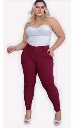 Imagem de Calça Plus Size Feminino Social Com Bolsos E Cinto 