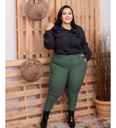 Imagem de Calça Plus Size Feminino Social Com Bolsos E Cinto 