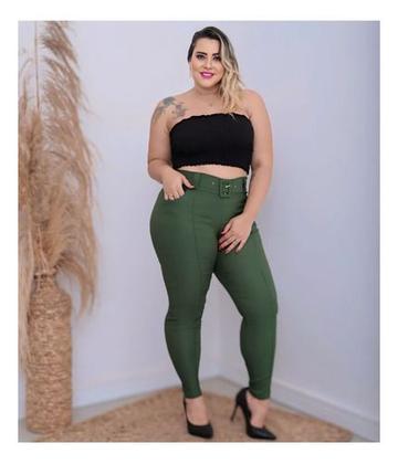 Imagem de Calça Plus Size Feminino Social Com Bolsos E Cinto 