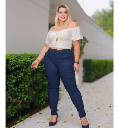 Imagem de Calça Plus Size Feminino Social Com Bolsos E Cinto 