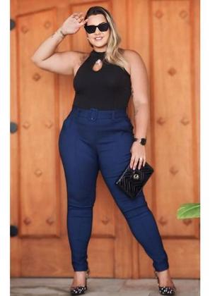 Imagem de Calça Plus Size Feminino Social Com Bolsos E Cinto 