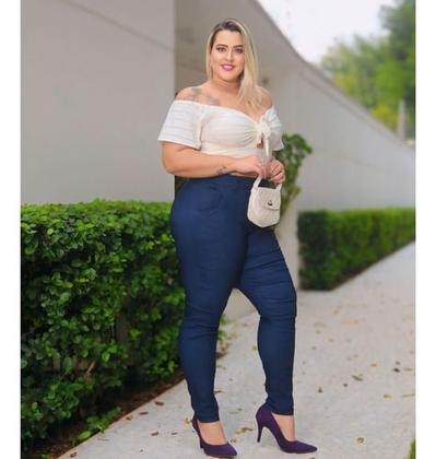 Imagem de Calça Plus Size Feminino Social Com Bolsos E Cinto 