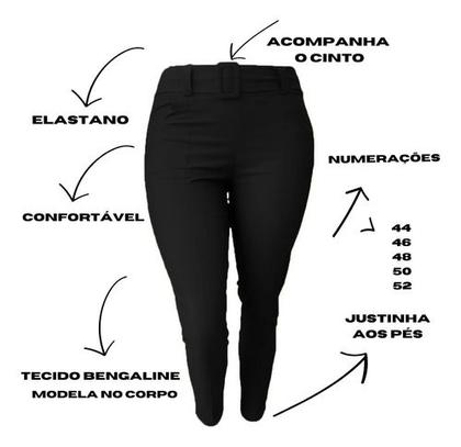 Imagem de Calça Plus Size Feminino Social Com Bolsos E Cinto 