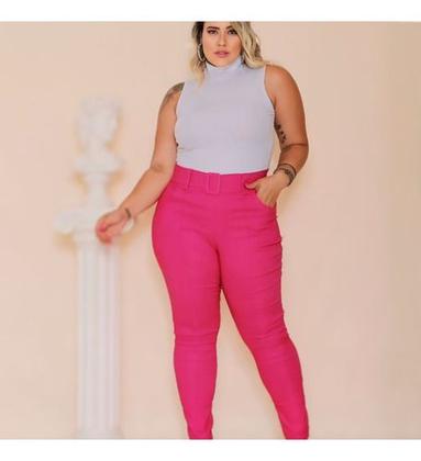 Imagem de Calça Plus Size Feminino Social Com Bolsos E Cinto 