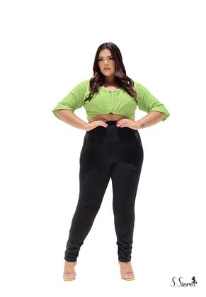 Imagem de Calça Plus Size Flanelada Forrada Com Bolsos Frontais Para Inverno