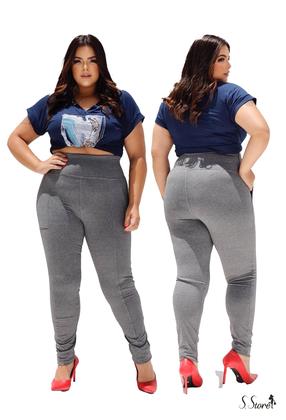 Imagem de Calça Plus Size Flanelada Forrada Com Bolsos Frontais Para Inverno