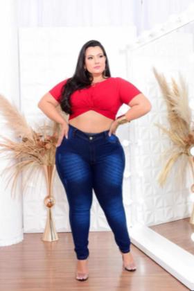 Imagem de Calça Plus Size Jeans C/ Cinta Aperta Barriga Modeladora Lip