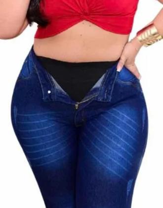 Imagem de Calça Plus Size Jeans C/ Cinta Aperta Barriga Modeladora Lip