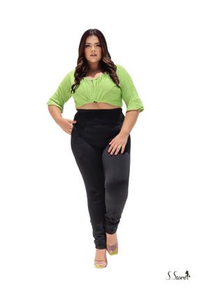 Imagem de Calça Plus Size Legging Montaria Flanelada Grossa Com Bolsos Cós Alto