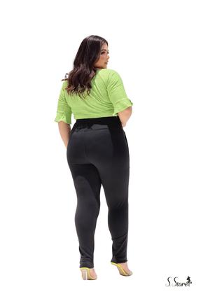 Imagem de Calça Plus Size Legging Montaria Flanelada Grossa Com Bolsos Cós Alto