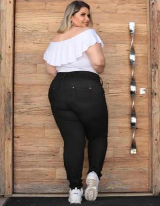 Imagem de Calça Plus Size Modeladora Cotton Jeans Cós Alto 46 Ao 56