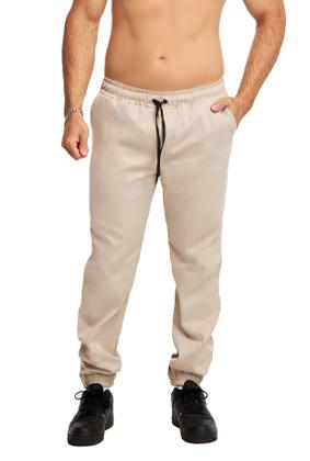 Imagem de Calça Plus Size Sarja Jogger Masculina Skinny Com Punho S01plusn