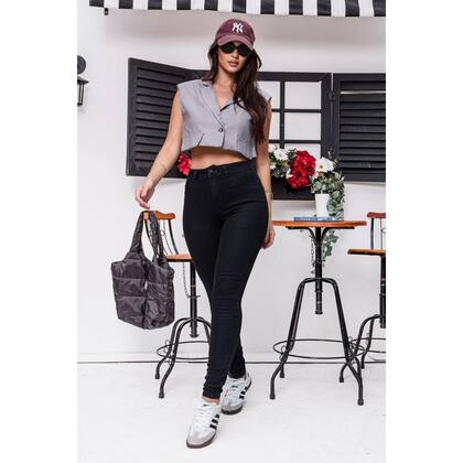 Imagem de Calça Preta Biotipo Jeans Feminina Skinny Elastano Levanta Bumbum 