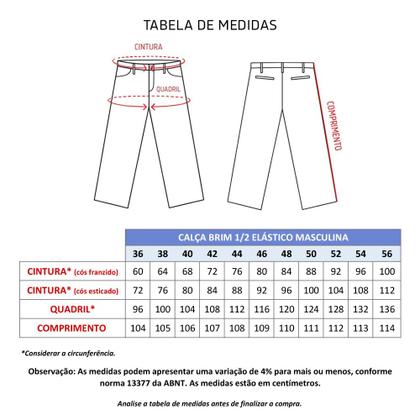 Imagem de Calça Profissional Operacional Masculina Brim Cós Meio Elástico