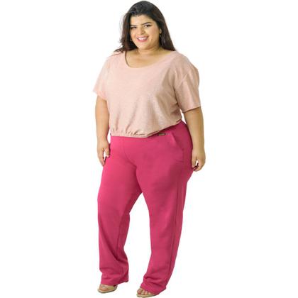 Imagem de Calça Reta Feminina Estilo Social Cintura Média Plus Size