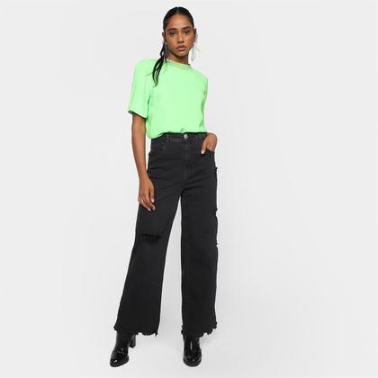 Imagem de Calça Sarja Lança Perfume Wide Leg High Feminina