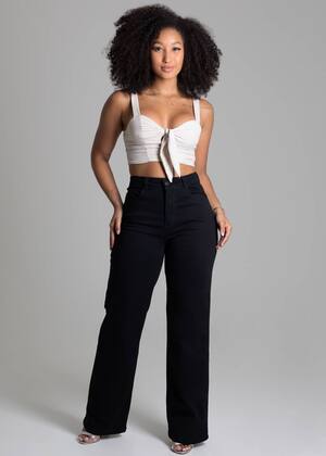 Imagem de Calça Sarja Sawary Wide Leg - 277557 - PRETO 44