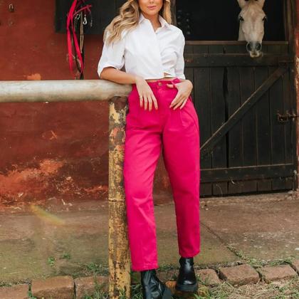 Imagem de Calça slouchy brim cor rosa