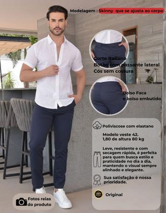 Imagem de Calça Social em Alfaiataria Masculina Skinny com Tecnologia que Nao Amassa Conquest