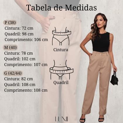 Imagem de Calça Social Feminina Alfaiataria Linho Cintura Alta e Bolso
