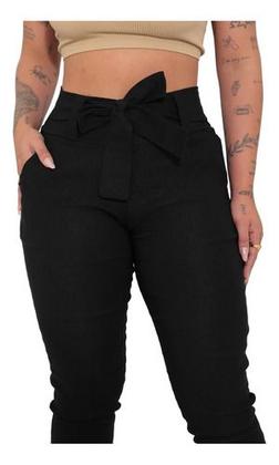 Imagem de Calça Social Feminina Com Lycra Clochard Laço Cintura Alta