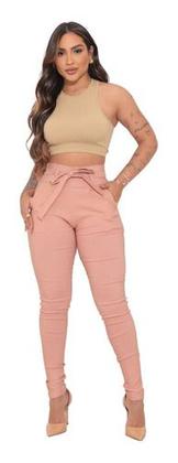 Imagem de Calça Social Feminina Com Lycra Clochard Laço Cintura Alta