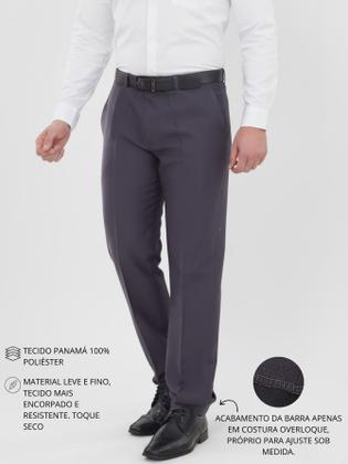 Imagem de Calça Social Masculina Slim Cinza Escuro Calça de Terno Executiva Tecido Panamá Alfaiataria de Trabalho Executivo Tamanh