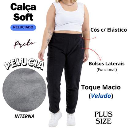 Imagem de Calça soft peluciada feminina plus size básica moda inverno 20224a