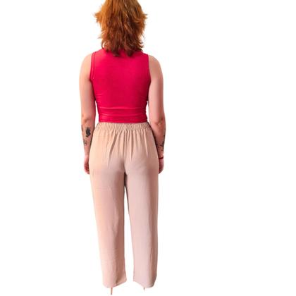 Imagem de Calça Solta Crepe Cós Elástico Amarração Leve Fina Facinelli