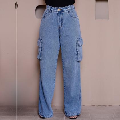 Imagem de Calça Wide Leg 100 Marmorizado Jeans De Boso Mochila