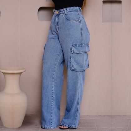 Imagem de Calça Wide Leg 100 Marmorizado Jeans De Boso Mochila