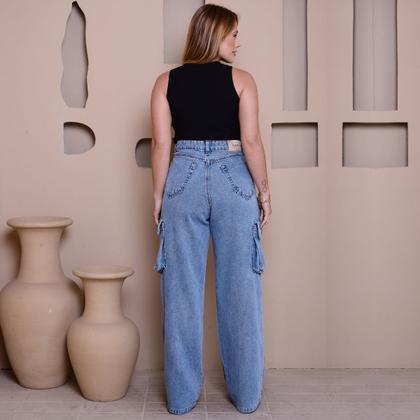 Imagem de Calça Wide Leg 100 Marmorizado Jeans De Boso Mochila