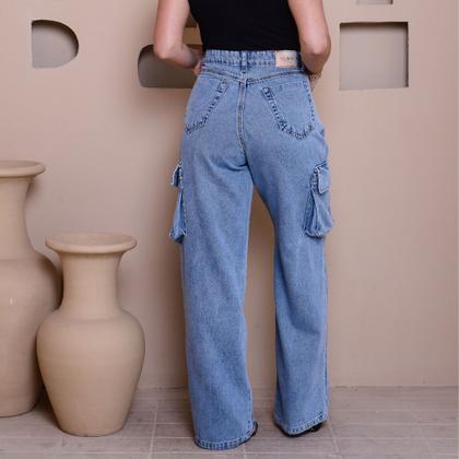 Imagem de Calça Wide Leg 100 Marmorizado Jeans De Boso Mochila